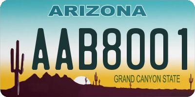 AZ license plate AAB8001