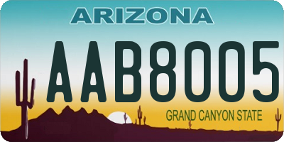 AZ license plate AAB8005