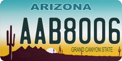 AZ license plate AAB8006