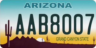 AZ license plate AAB8007