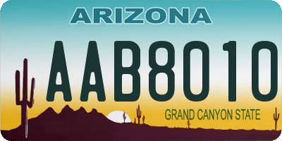 AZ license plate AAB8010