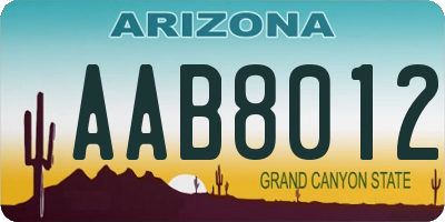 AZ license plate AAB8012