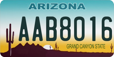 AZ license plate AAB8016