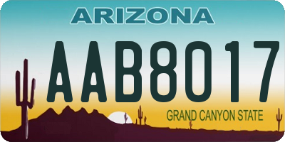 AZ license plate AAB8017