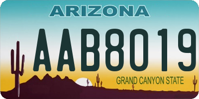 AZ license plate AAB8019