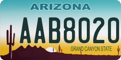 AZ license plate AAB8020