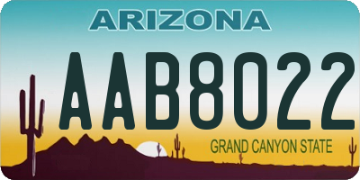 AZ license plate AAB8022