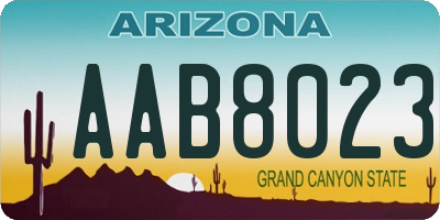 AZ license plate AAB8023