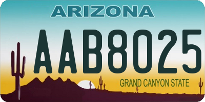 AZ license plate AAB8025