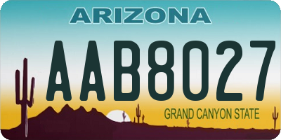 AZ license plate AAB8027