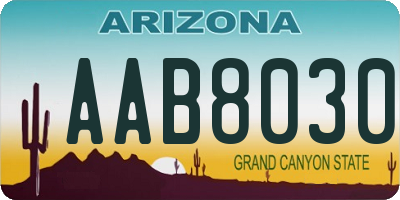 AZ license plate AAB8030