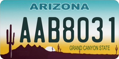 AZ license plate AAB8031