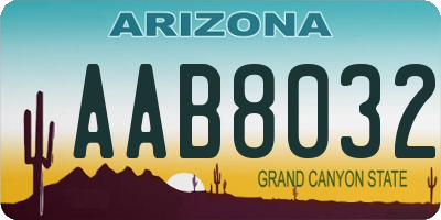 AZ license plate AAB8032