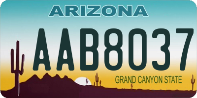 AZ license plate AAB8037
