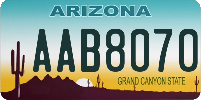 AZ license plate AAB8070