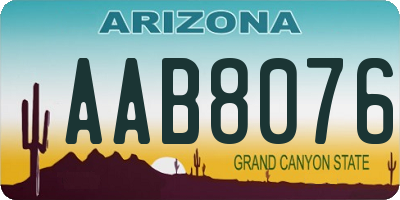 AZ license plate AAB8076