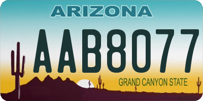 AZ license plate AAB8077
