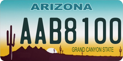 AZ license plate AAB8100