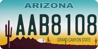 AZ license plate AAB8108