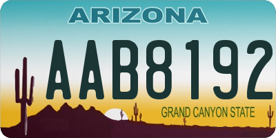 AZ license plate AAB8192