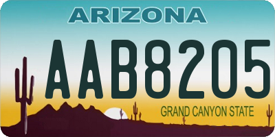 AZ license plate AAB8205