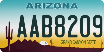 AZ license plate AAB8209