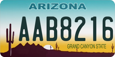 AZ license plate AAB8216