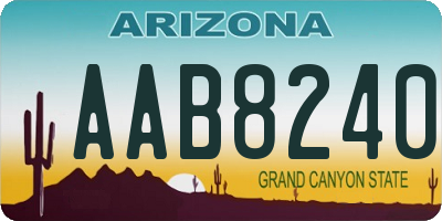 AZ license plate AAB8240