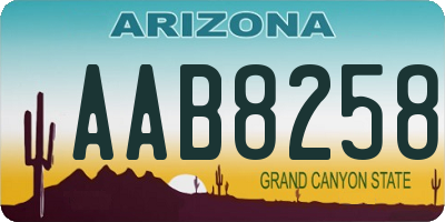 AZ license plate AAB8258