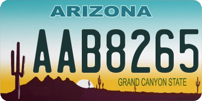 AZ license plate AAB8265