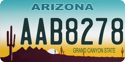 AZ license plate AAB8278