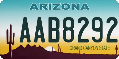AZ license plate AAB8292