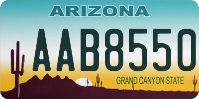 AZ license plate AAB8550