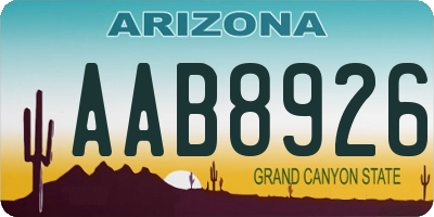 AZ license plate AAB8926