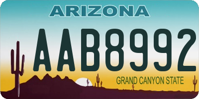 AZ license plate AAB8992