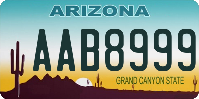 AZ license plate AAB8999