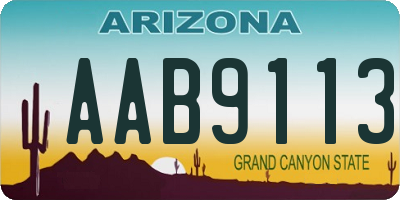 AZ license plate AAB9113