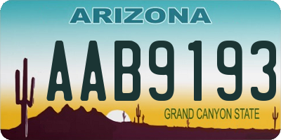 AZ license plate AAB9193