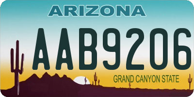 AZ license plate AAB9206