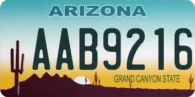 AZ license plate AAB9216