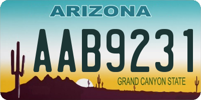 AZ license plate AAB9231