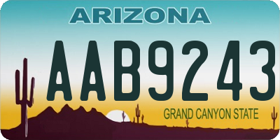 AZ license plate AAB9243