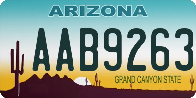 AZ license plate AAB9263