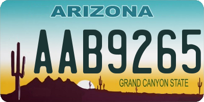 AZ license plate AAB9265