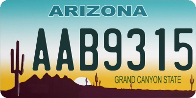 AZ license plate AAB9315