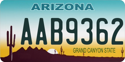 AZ license plate AAB9362