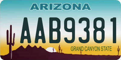 AZ license plate AAB9381