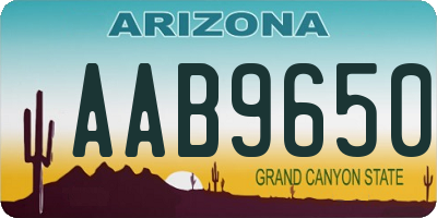 AZ license plate AAB9650