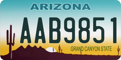 AZ license plate AAB9851
