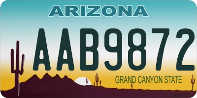 AZ license plate AAB9872